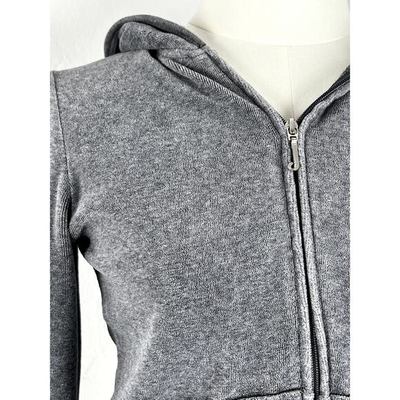JUICY COUTURE Velour Grey Zip-up Hoodie w/ Sparkle JC logo on back (W: Sml) - Picture 3 of 16